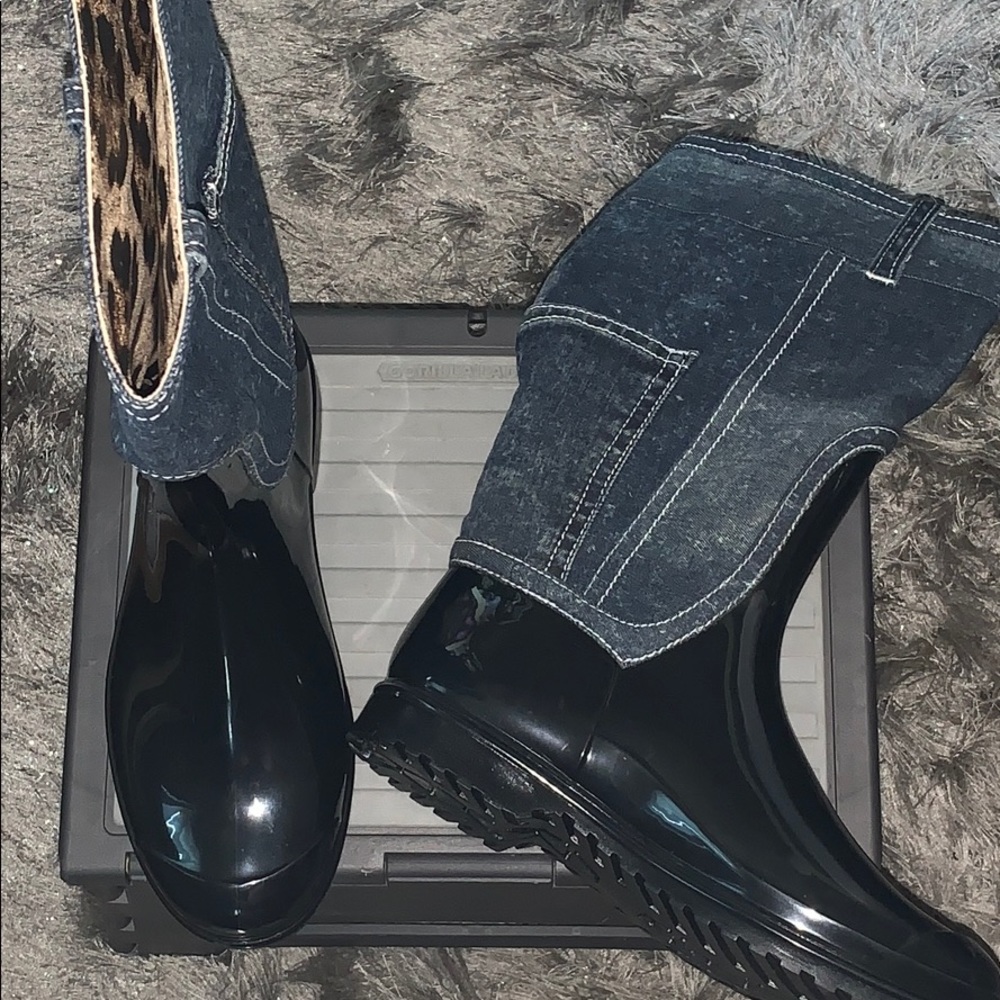 Dolce & Gabbana denim/rubber rain boots ✨ sz37